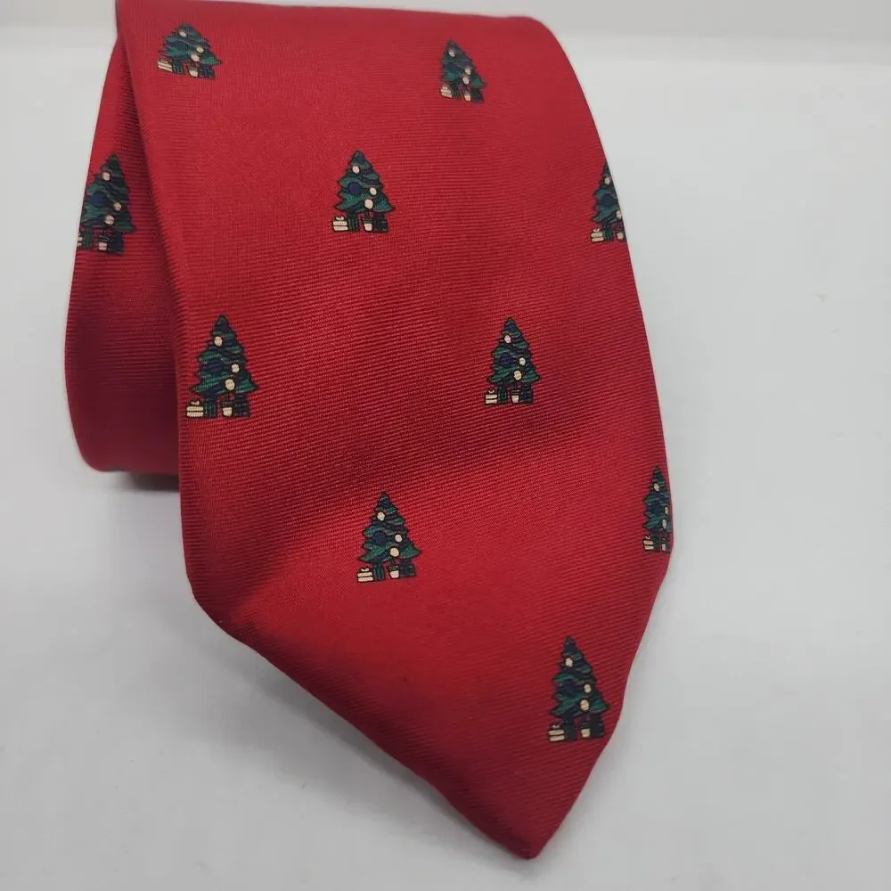 Vintage John Henry & Wembley Christmas Tie Lot Mens Red Silk Santa Tree